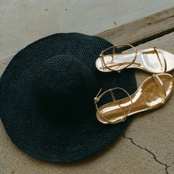 NWT DOEN TAFT BLACK RAFFIA WOVEN HAT S/M - Picture 2 of 9